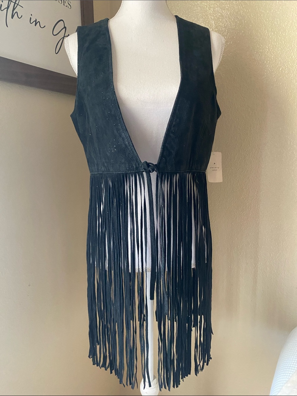 Forever21 Leather Fringed Boho Vest - Picture 1 of 5